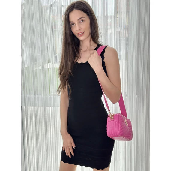 "Camilla" Fekete Bordázott ruha